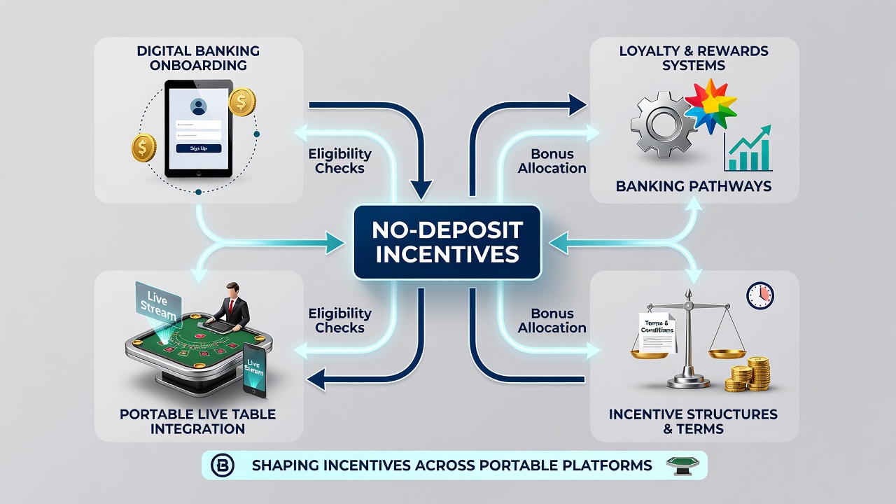 Chart displaying banking pathway types mapped against no-deposit incentive values for mobile live dealer games