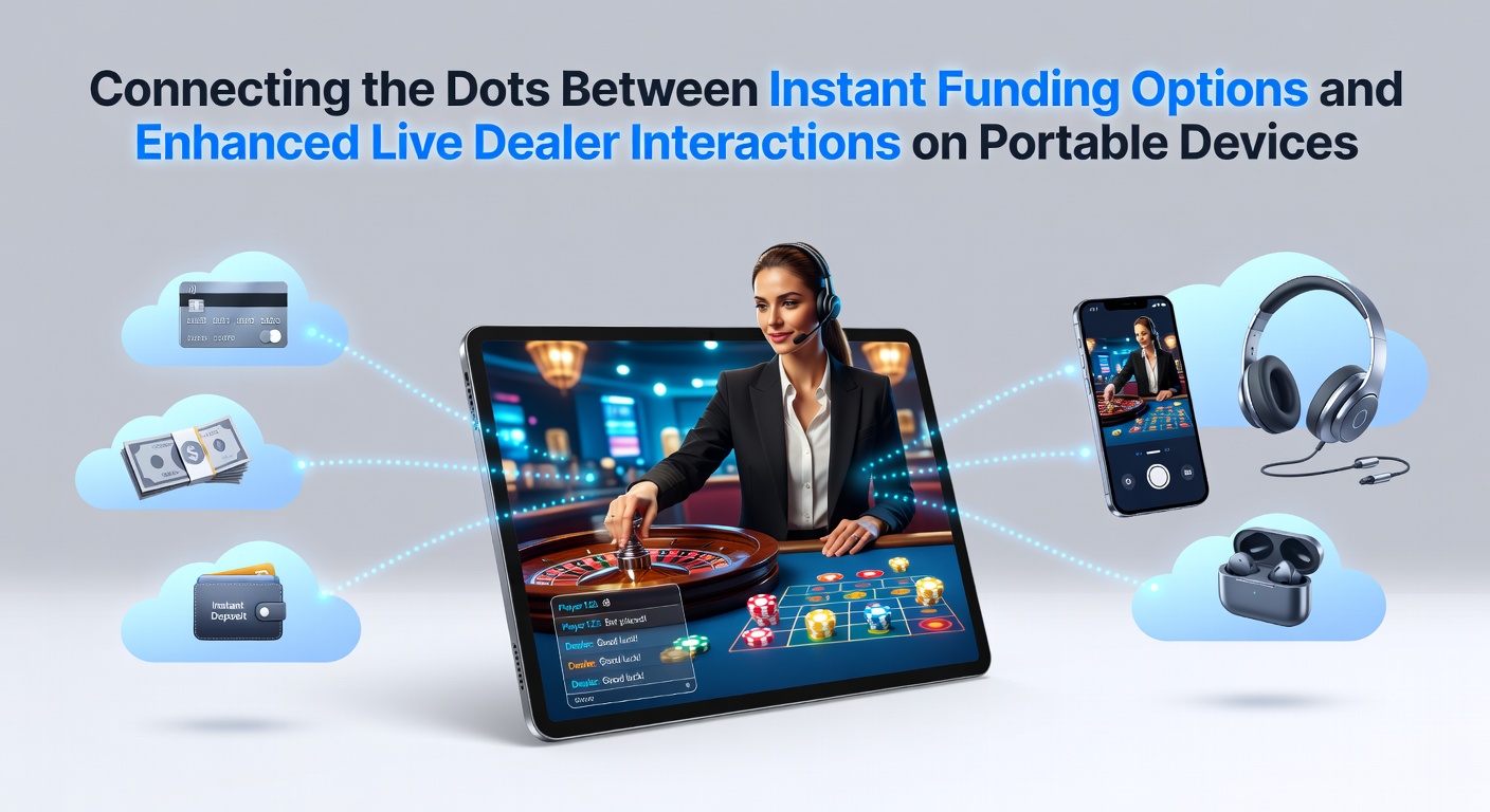 Mobile live dealer gaming interface showing instant funding options