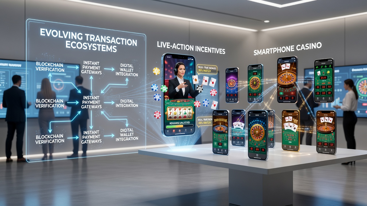 Mobile wallet transaction flow connected to live casino dealer interface