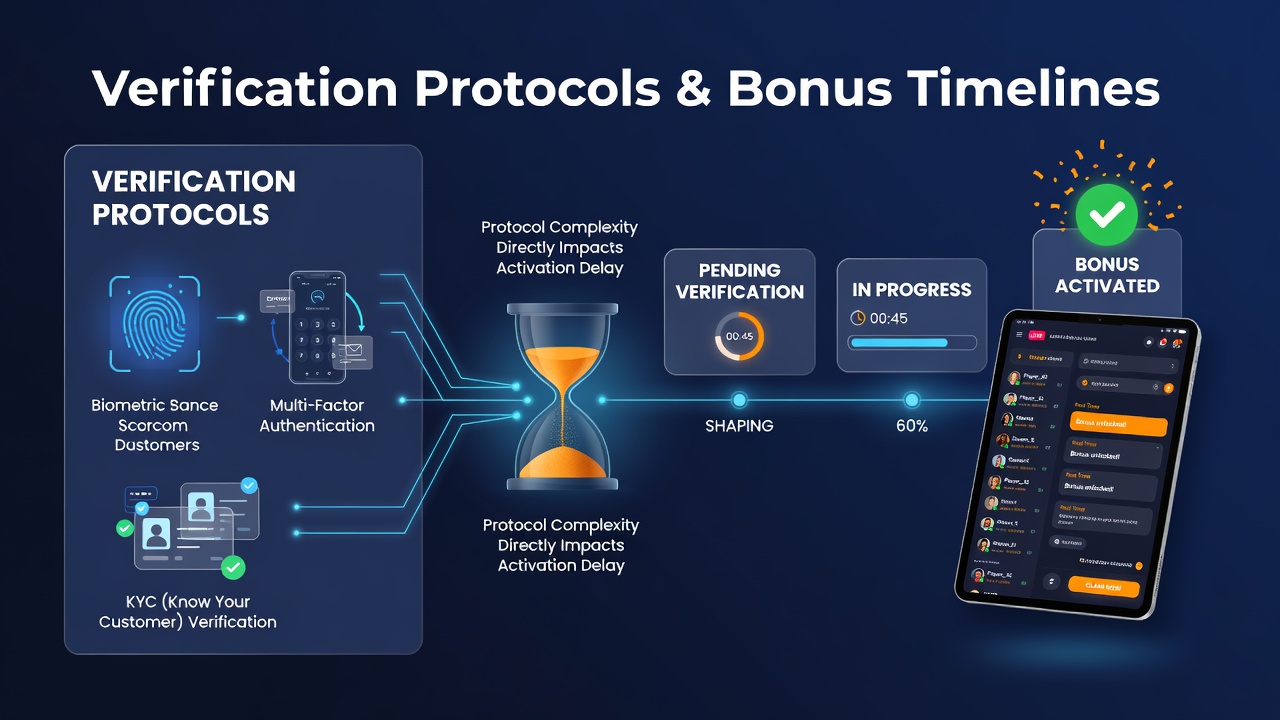 Mobile app interface displaying verification status and pending bonus activation indicators