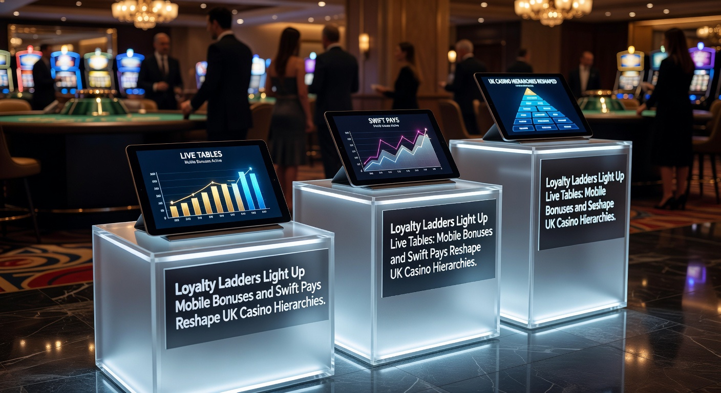 Visual representation of a loyalty ladder ascending through tiers in a vibrant casino app interface, highlighting rewards and live table access