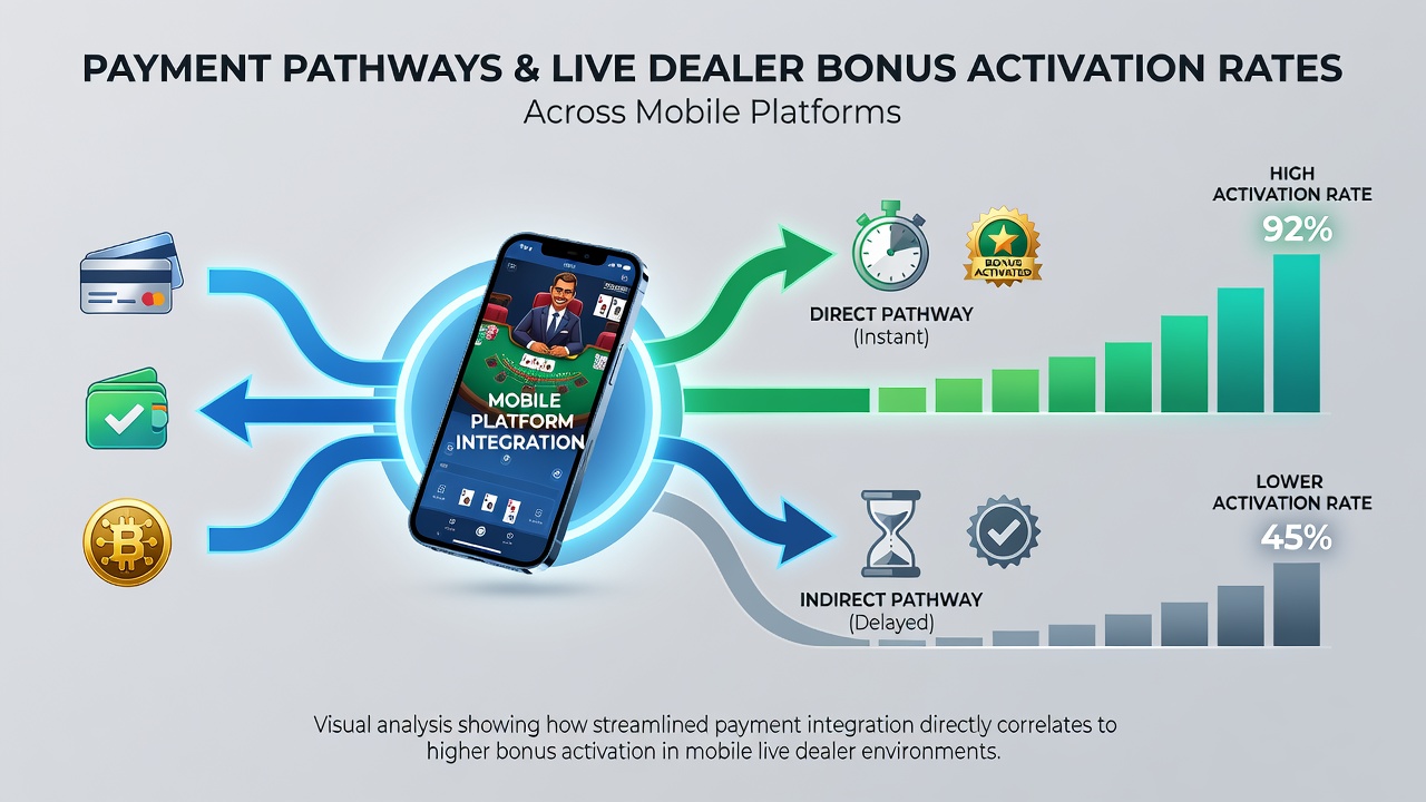 Live dealer mobile interface showing activated bonus balance after instant payment confirmation