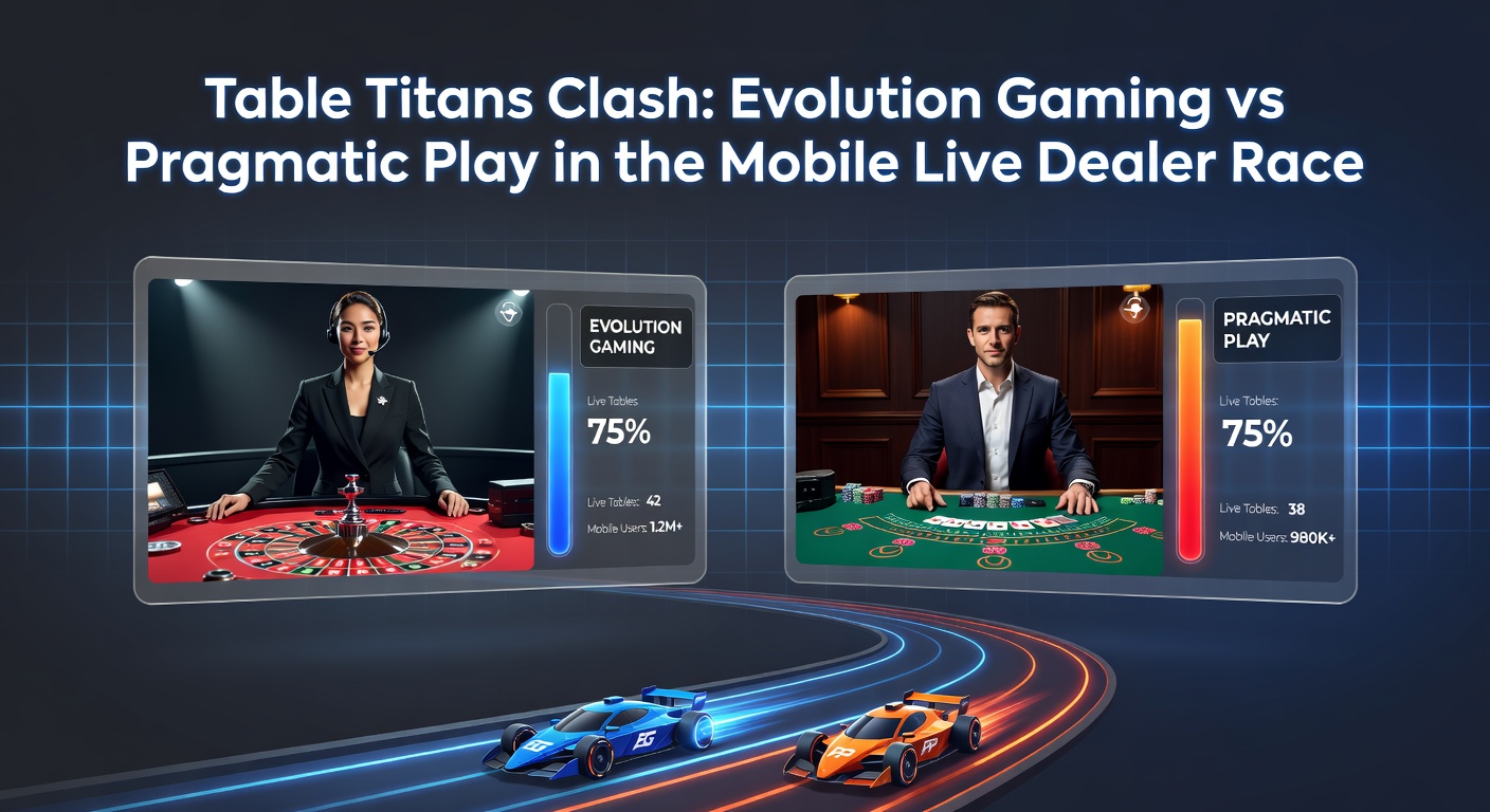 Evolution Gaming and Pragmatic Play logos side by side with mobile devices displaying live dealer tables, highlighting the competitive race in mobile gaming